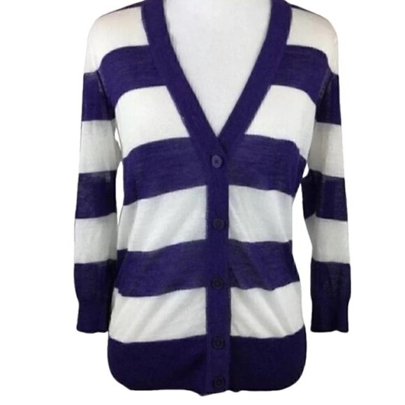 Ann Taylor Loft Petite Sweater Striped Cardigan - Picture 1 of 10